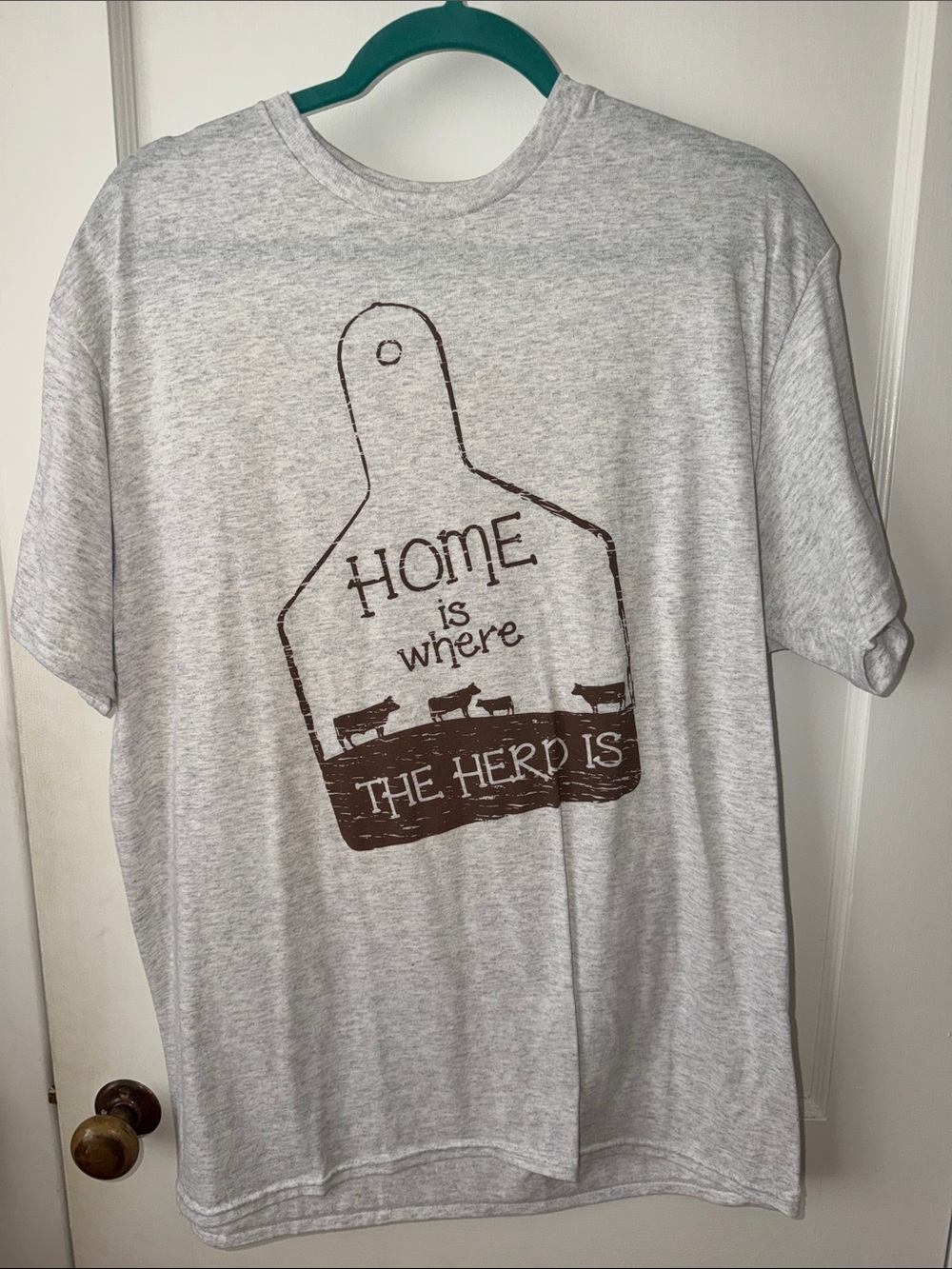 Gray Graphic Tee "Home Is Where The Herd Is"